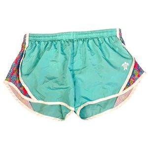 Simply Southern Running Shorts. Mint with Pink and Blue size Large